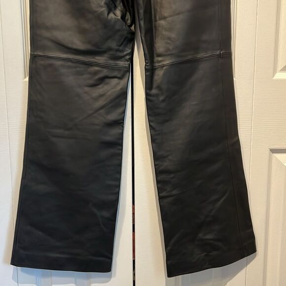 DANIER Black Leather Lined Flare High Rise Pants Size 8 - Picture 8 of 11